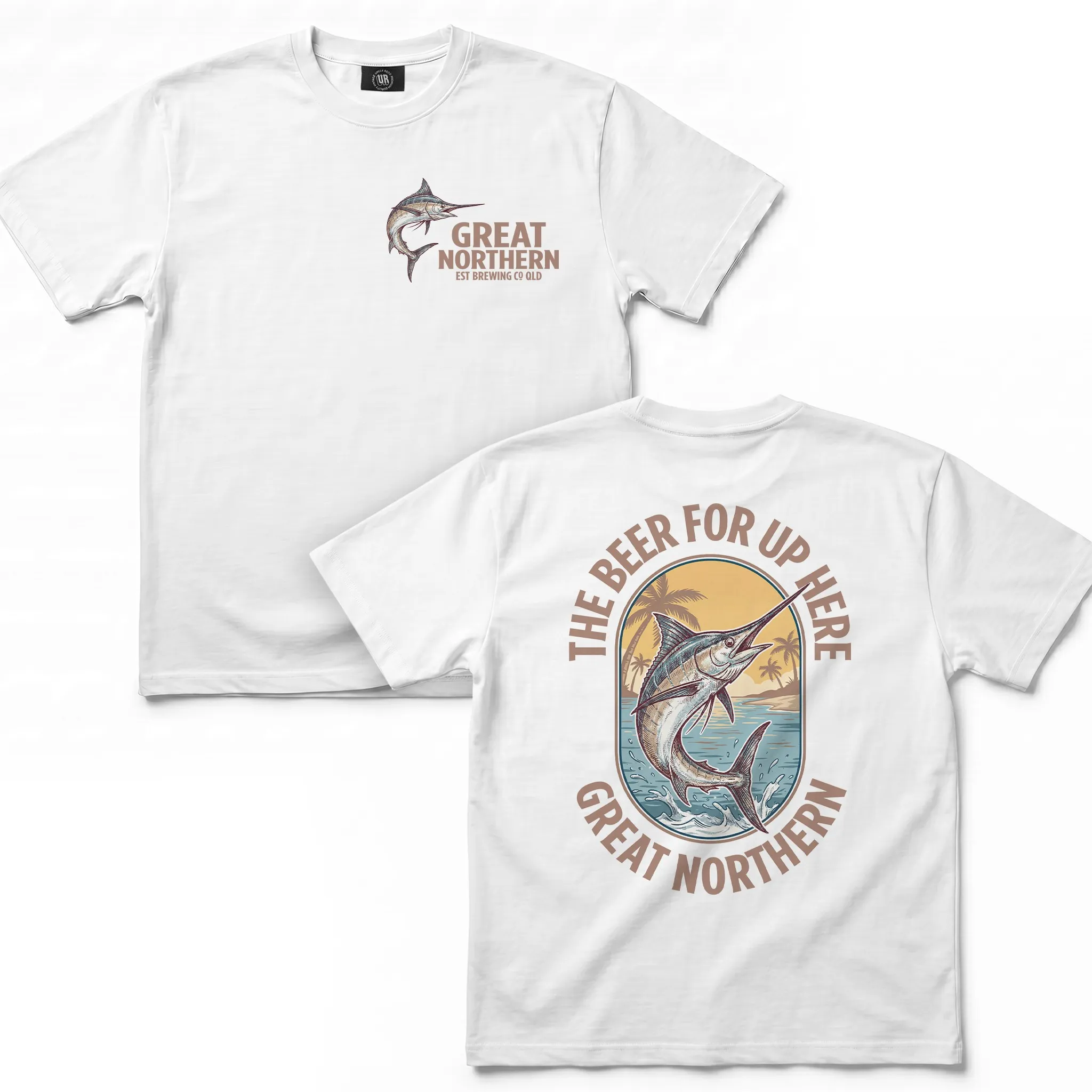 JUMPING MARLIN FRONT & BACK WHITE TEE