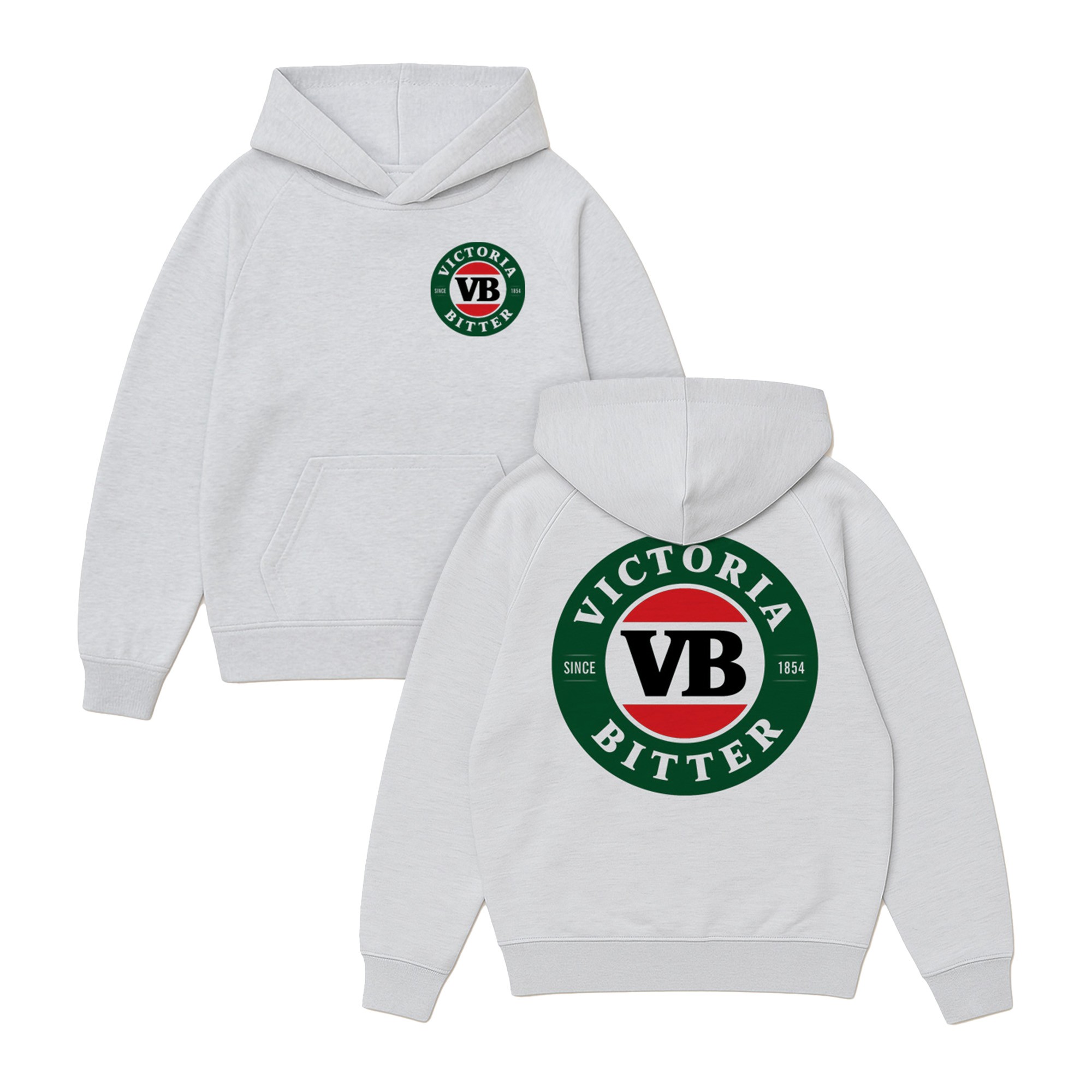 MODERN VB LOGO FRONT & BACK WHITE MARLE HOODIE MODERN VB LOGO FRONT & BACK WHITE MARLE HOODIE