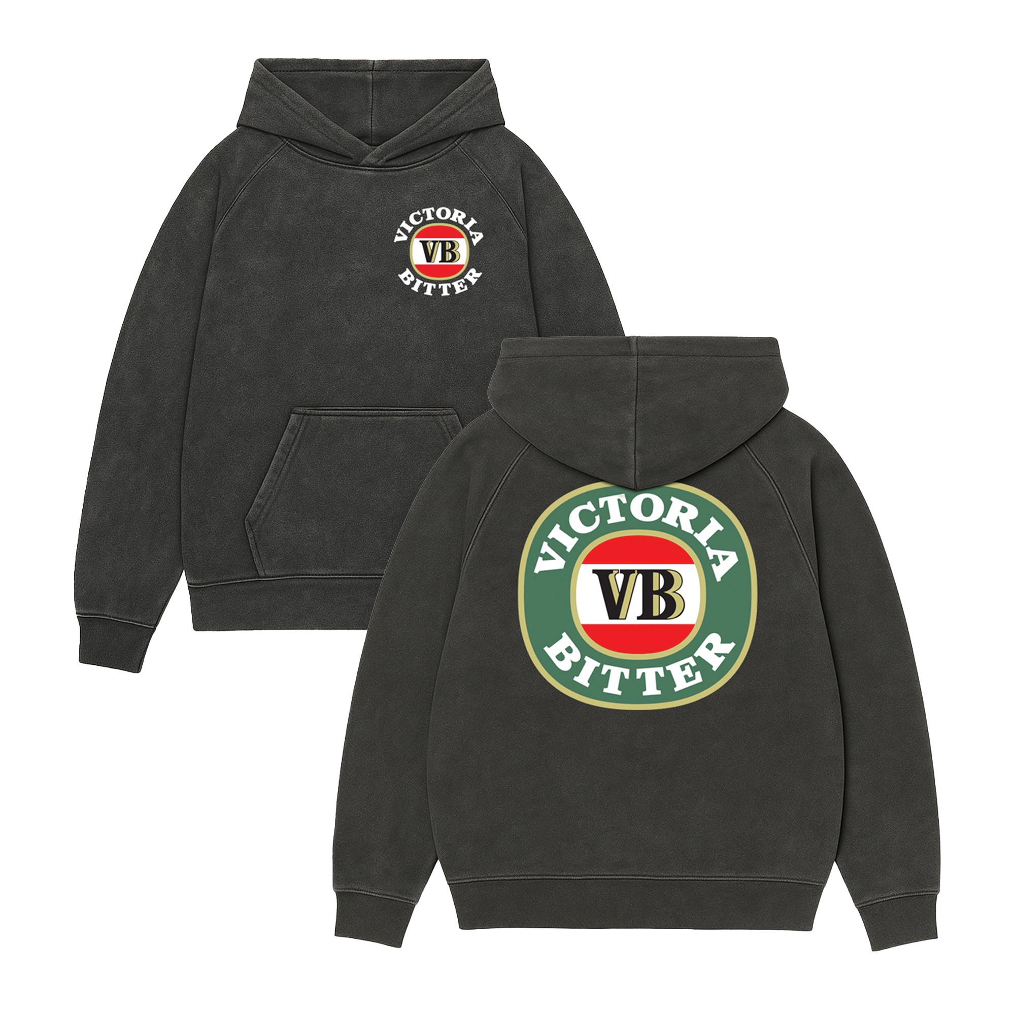 HERITAGE VB LOGO FRONT & BACK VINTAGE BLACK HOODIE HERITAGE VB LOGO FRONT & BACK VINTAGE BLACK HOODIE