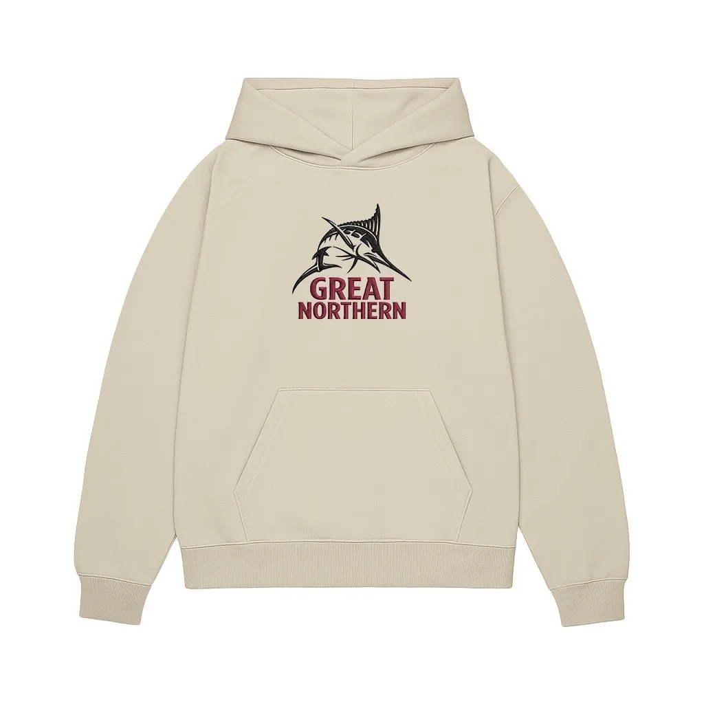EMBROIDERED GREAT NORTHERN BONE COLOUR HOODIE EMBROIDERED GREAT NORTHERN BONE COLOUR HOODIE