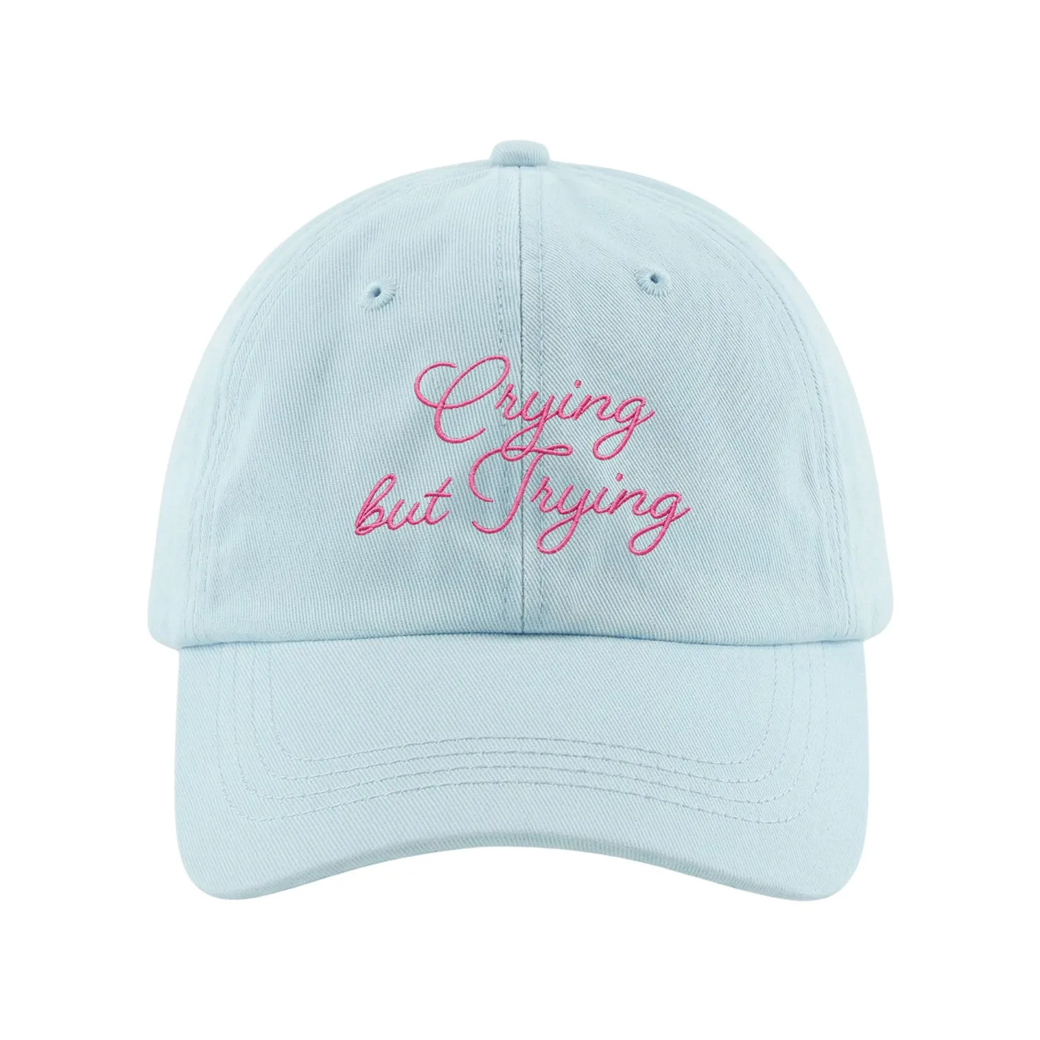 CRYING BUT TRYING PASTEL BLUE DAD HAT CRYING BUT TRYING PASTEL BLUE DAD HAT