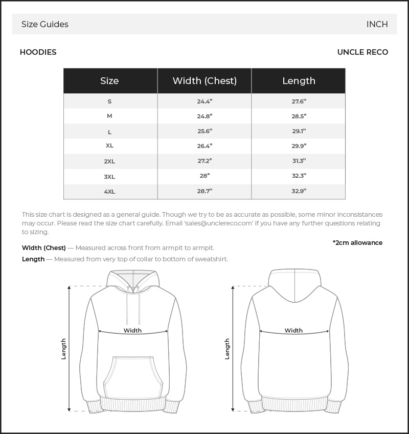 Size Chart Inch