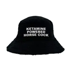KETAMINE POWERED BLACK TERRY TOWEL BUCKET HAT