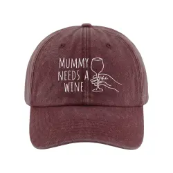 MUMMY NEED A WINE WASHED RED DAD HAT