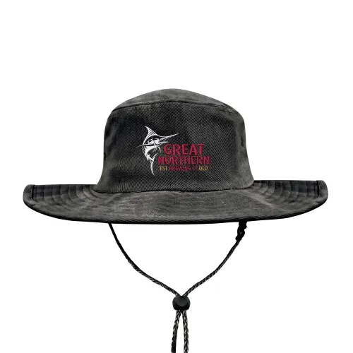 GREAT NORTHERN STONEWASHED BLACK WIDE BRIM HAT