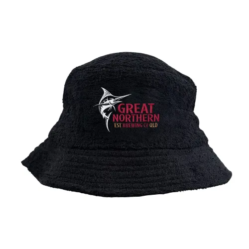 GREAT NORTHERN BLACK TERRY TOWEL BUCKET HAT