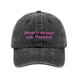BLACK WASHED SHOVE IT MARGARET DAD HAT