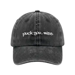 PUCK YOU MISS BLACK WASHED DAD HAT