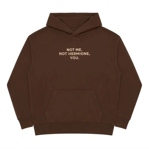 NOT HERMIONE EMBROIDERED BROWN HOODIE
