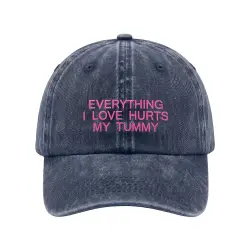 EVERYTHING HURTS MY TUMMY WASHED NAVY DAD HAT