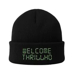 WELCOME THRILLHO BLACK BEANIE WITH GLOW IN THE DARK THREAD