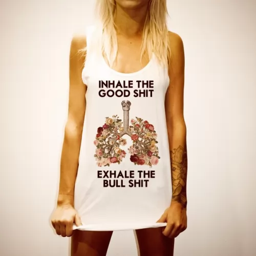 INHALE EXHALE WOMENS WHITE SINGLET