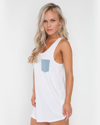 RIP MY POCKET WHITE SINGLET