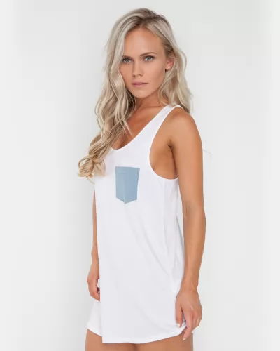 RIP MY POCKET WHITE SINGLET