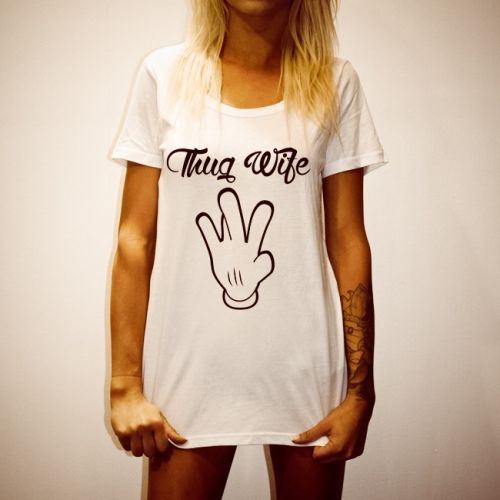 MISS THUG WIFE WOMENS WHITE TEE