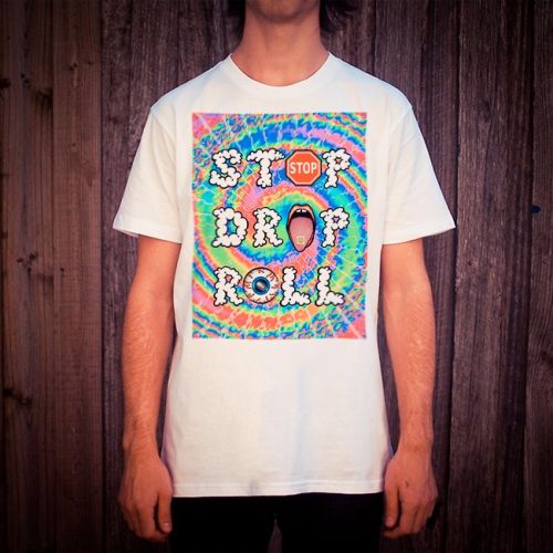 STOP DROP ROLL WHITE TEE