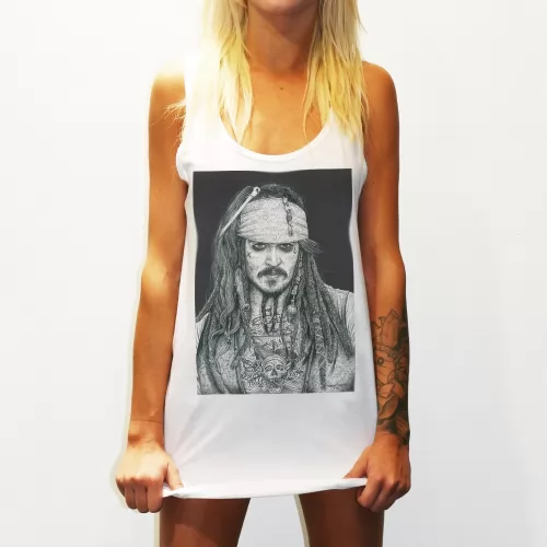 WOMENS CAPTAIN JACK WHITE SINGLET