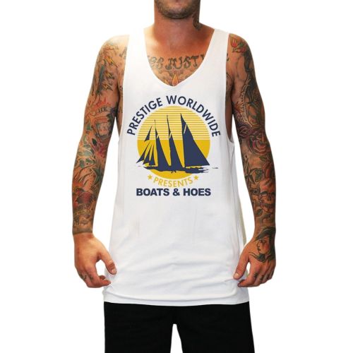 BOATS N HOES WHITE SINGLET