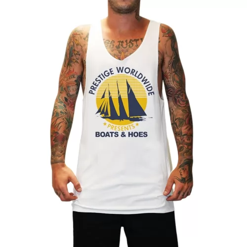 BOATS N HOES WHITE SINGLET