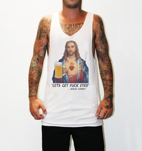 DRUNK CHRIST WHITE SINGLET