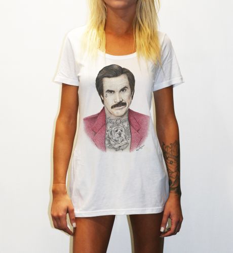 WOMENS INKED ANCHORMAN WHITE TEE