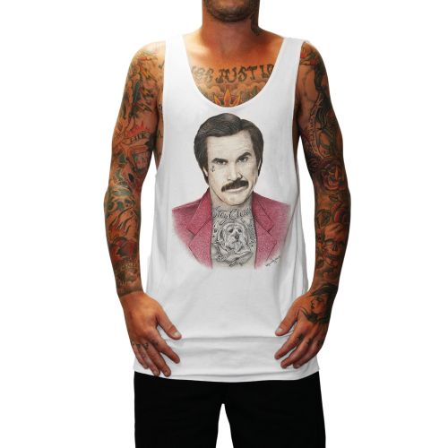 INKED ANCHORMAN WHITE SINGLET