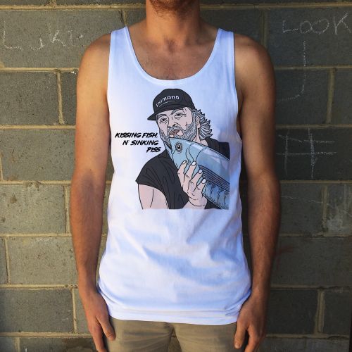 KISSING FISH WHITE SINGLET