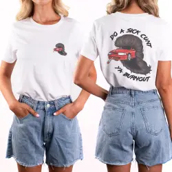 BURNOUT FRONT AND BACK WHITE TEE