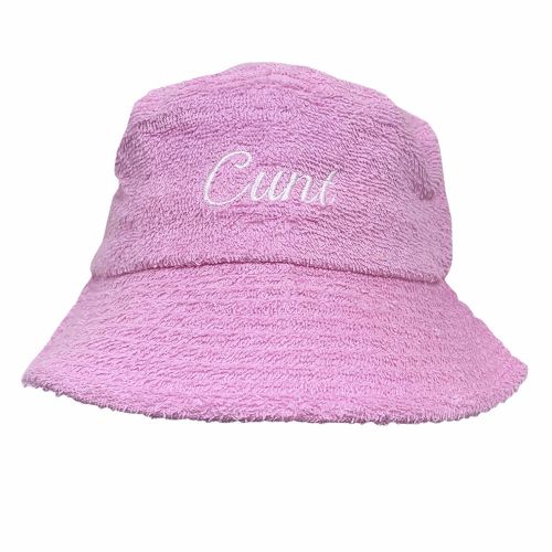 CURSIVE PINK TERRY TOWELLING BUCKET HAT