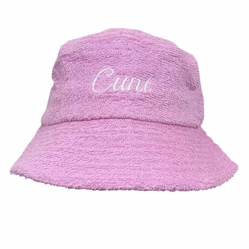 CURSIVE PINK TERRY TOWELLING BUCKET HAT