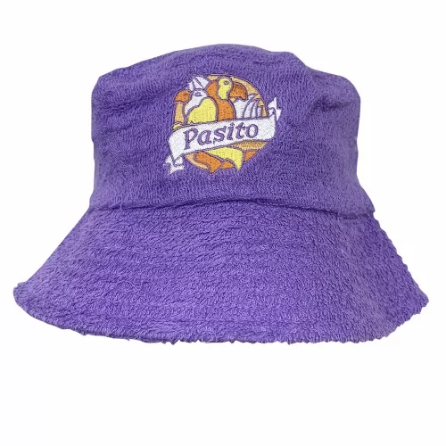 VINTAGE PURPLE PASSIONFRUIT TERRY TOWELLING BUCKET HAT