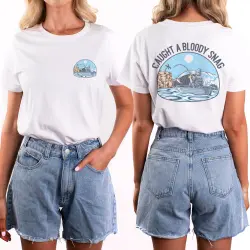 CAUGHT A SNAG FRONT AND BACK WHITE TEE