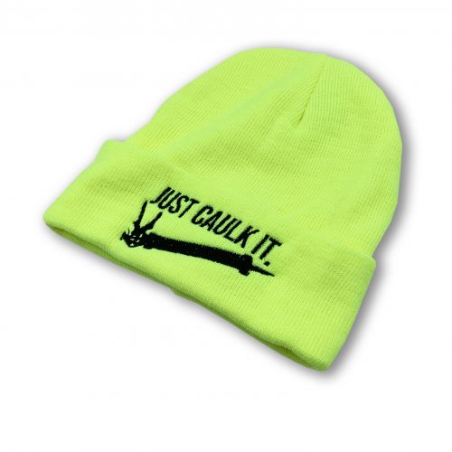 LIME GREEN HI VIS JUST CAULK IT BEANIE