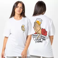 SUPPORT YOUR LOCAL FRONT AND BACK WHITE TEE