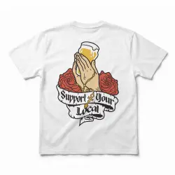 SUPPORT YOUR LOCAL FRONT AND BACK WHITE TEE