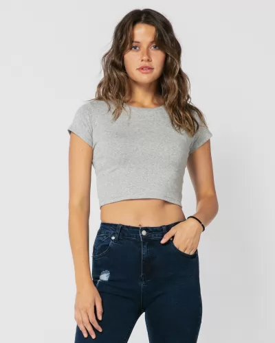 CLASSIC GREY CROP TEE