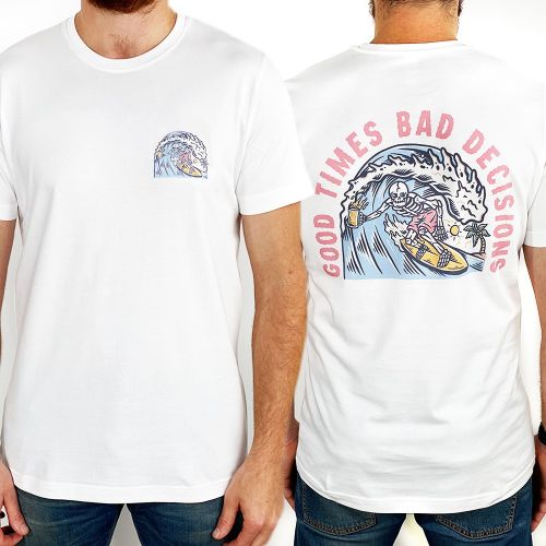 GOOD TIMES FRONT AND BACK WHITE TEE