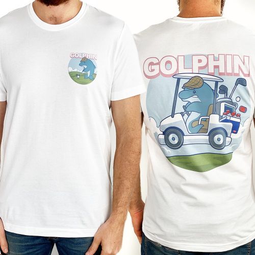 GOLFIN DOLPHIN FRONT AND BACK WHITE TEE