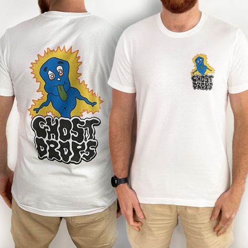 GHOST DROPS FRONT AND BACK WHITE TEE