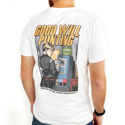 GOOD WILL PUNTING FRONT AND BACK WHITE TEE