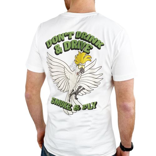 DON'T DRINK AND DRIVE FRONT AND BACK WHITE TEE