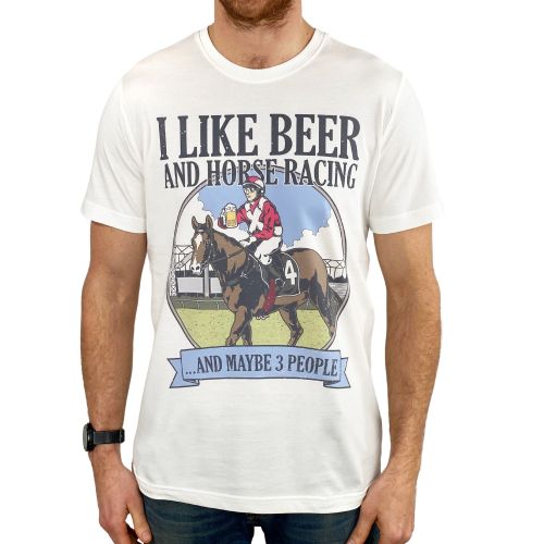 BEER AND HORSE RACING WHITE TEE