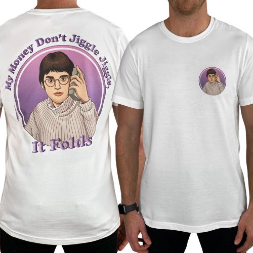 MY MONEY DON'T JIGGLE FRONT AND BACK WHITE TEE