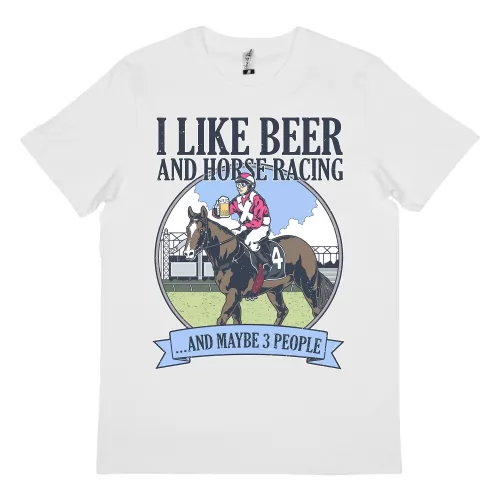 BEER AND HORSE RACING WHITE TEE