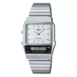 CASIO VINTAGE DUAL TIME SILVER WATCH
