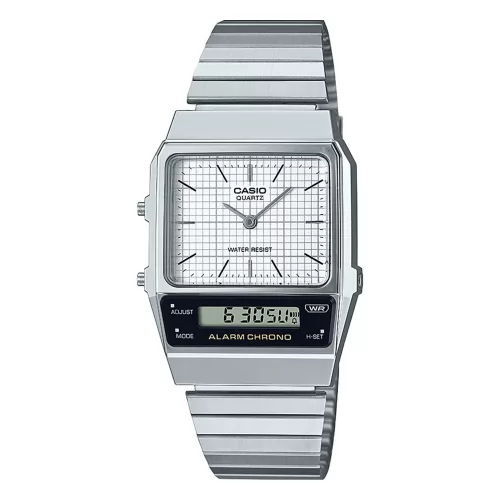 CASIO VINTAGE DUAL TIME SILVER WATCH