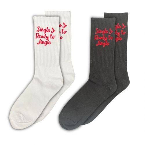2 PACK OF SINGLE AND READY TO JINGLE SOCKS