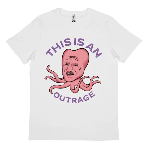 THIS IS AN OUTRAGE WHITE TEE