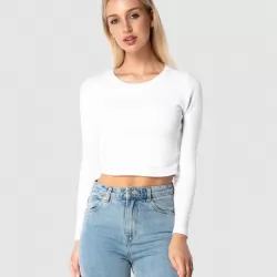 CLASSIC WHITE LONGSLEEVE CROP TEE