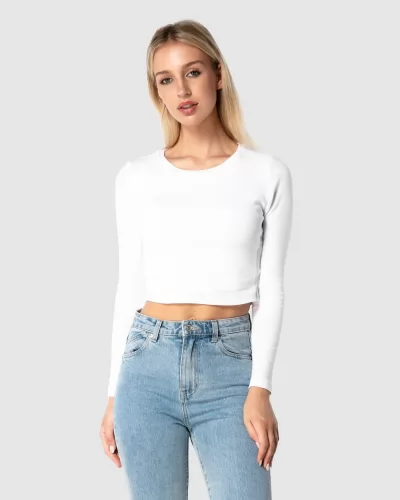 CLASSIC WHITE LONGSLEEVE CROP TEE